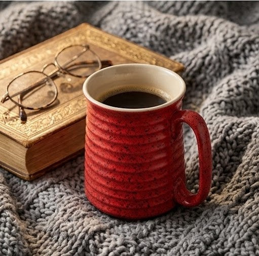 Textured Speckled Red Ceramic Mug