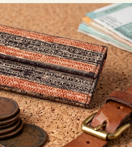 Geometric Patterned Tooled Leather Wallet