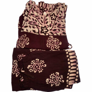 Batik Print Cotton Skirt and Top, Wine