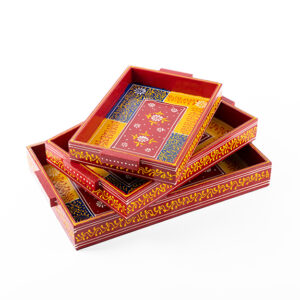 Rajasthani Wooden Tray Set (Large, Medium and Small)