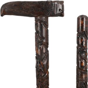 Black Wooden Carved Walking Stick