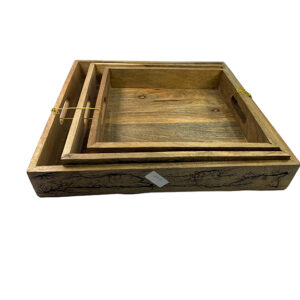 Set of 3 Wooden Trays (Large, Medium And Small)