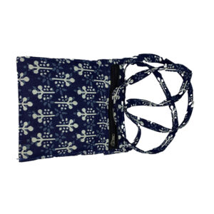 Printed Sling Bag with Zipper, Navy