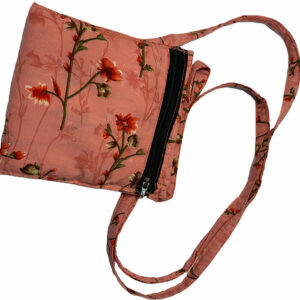 Printed Sling Bag with Zipper, Baby Pink