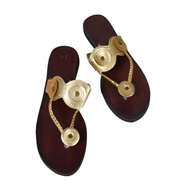 Buy Premium Golden Leather Kolhapuri Flats For Women