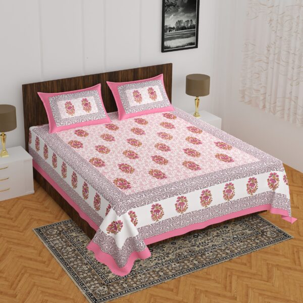 Economical Cotton Bedsheet King Size (93×108 inches) – (4Kam Batikbuta-P)