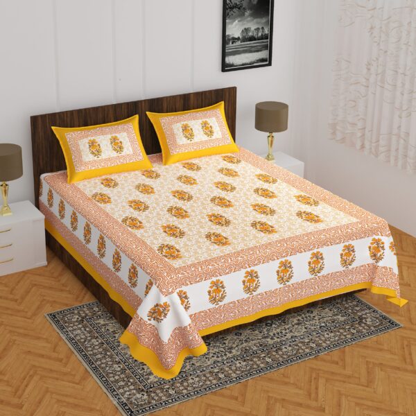 Economical Cotton Bedsheet King Size (93×108 inches) – (4Kam Batikbuta-Y)
