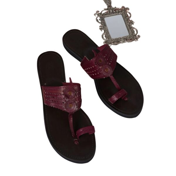Buy Premium Maroon Leather Kolhapuri For Women