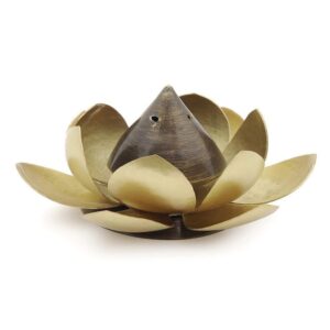 Courtyard Traditional Agarbatii Stand Insense Holder Stylized With Delicate Lotus Shape Design Handcrafted in Pure Brass For Kitchen, Pooja Mandir and Gifting