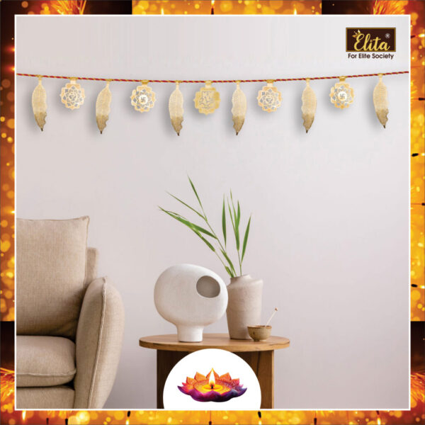 Anthem Elegant Gold Plated Brass Toran Bandarbar Traditional Door Hanging for Pooja, Festivals & Housewarming Décor