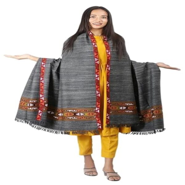 Pure Yak Wool Kullu Himachali Black Shawl