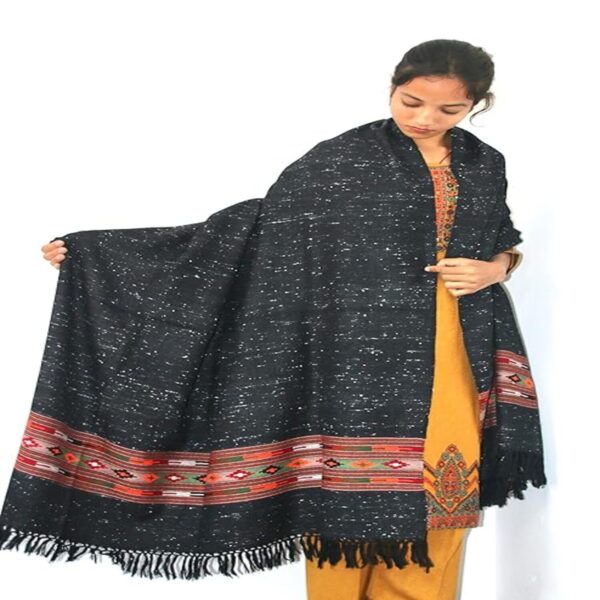 Black Yak Wool Shawl Authentic Kullu Handwoven Tradition