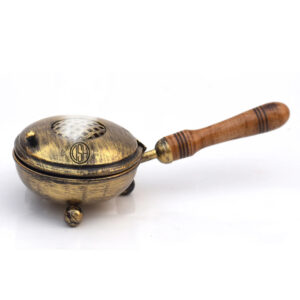 DSH Metal Charcoal Incense Burner with Wooden Handle Bakhoor & Dhoop Dani for Home Purifying