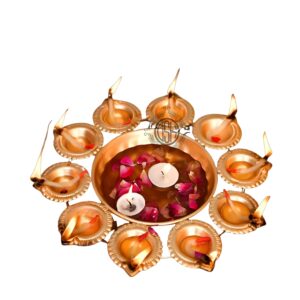 DSH Handcrafted Decorative Urli Bowl in Diya Shape For Floating Flowers & Tea Light Candles | Ideal for Home Decor, Table Centerpieces & Diwali Festivities
