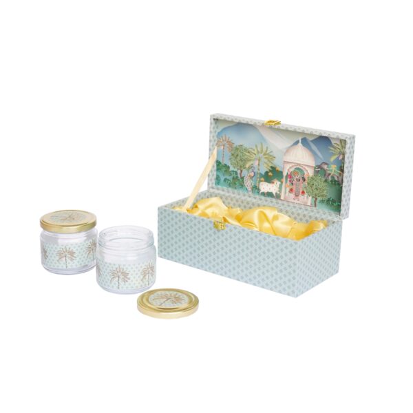Agarwal's Creations MDF Blue Decorative Box with Dual Jars Stylish Storage & Gifting Solution