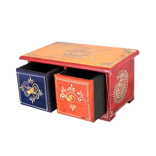 Boontoon Vibrant Wooden 2 Drawer Organizer Handcrafted Storage Box & Perfect Wedding Return Gift