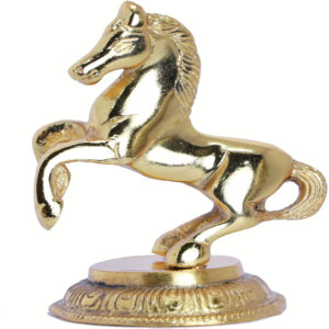 Kridaykraft Golden Finish Jumping Horse Metal Statue Symbol of Wealth & Prosperity