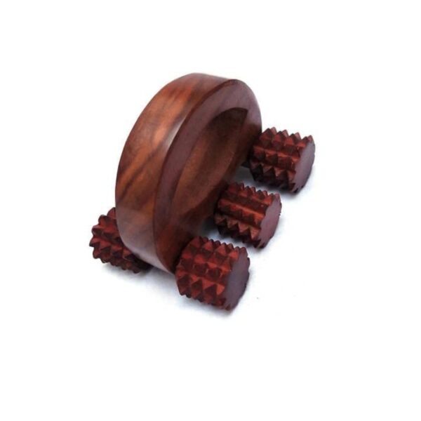 SWH Wooden 6-Wheeler Body Massager Handheld Roller for Full Body Relaxation & Blood Circulation | Natural Wood Massager