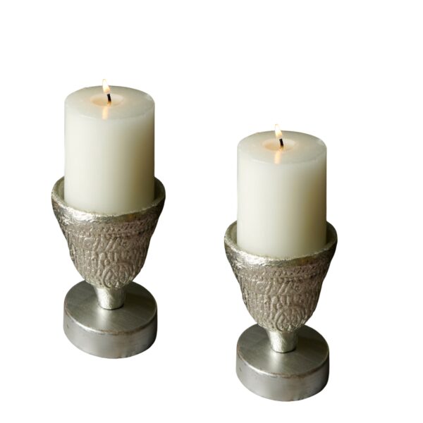 Agarwal's Creations Elegant Aluminium Candle Holder with Aroma Wax Set of 2 for Stylish Home Decor
