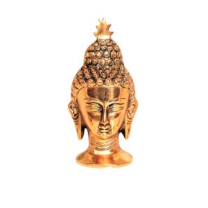 Kridaykraft Lord Gautam Buddha Metal Statue Beautiful Gold Antique Finishing Meditation Buddha Head Murti Religious Idols For Home
