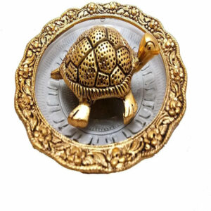 Kridaykraft Metal Tortoise Plate Vastu Decorative Showpiece & Feng Shui Kachua Yantra for Good Luck