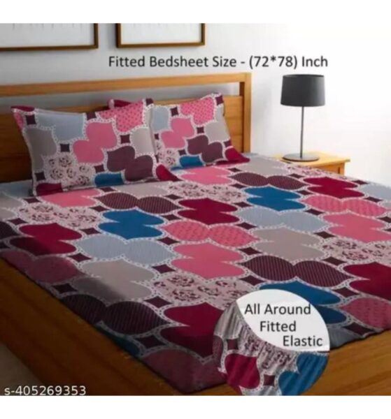 Homdazal Microfibre Abstract Queen All Fitted Elastic Multicolor Bedsheet – Soft, Stretchable & Durable