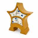 Handcrafted Wooden Mini Chest with Floral Ceramic Drawers